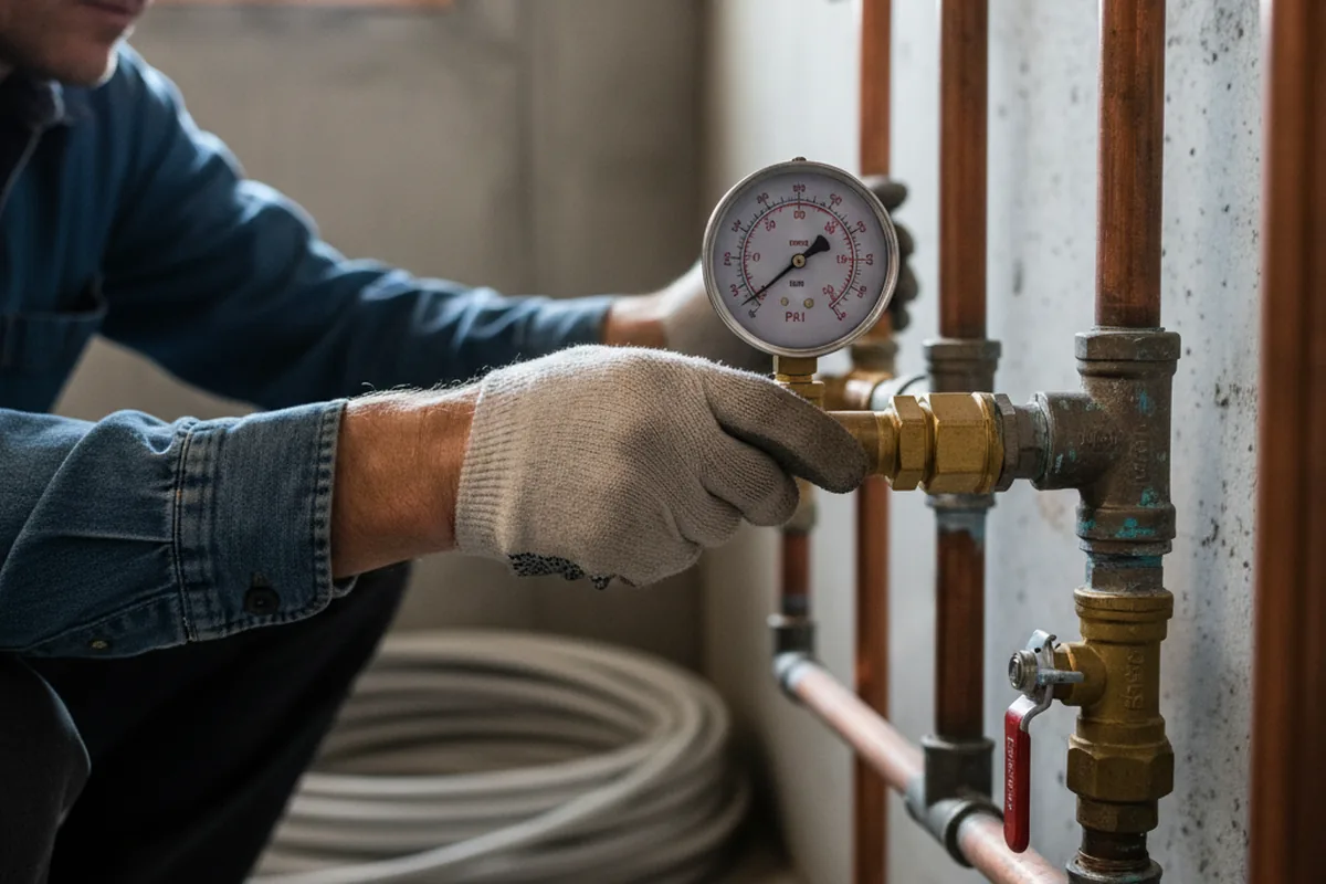 Pressure testing a repaired line during Water Line Repair in Cameron
